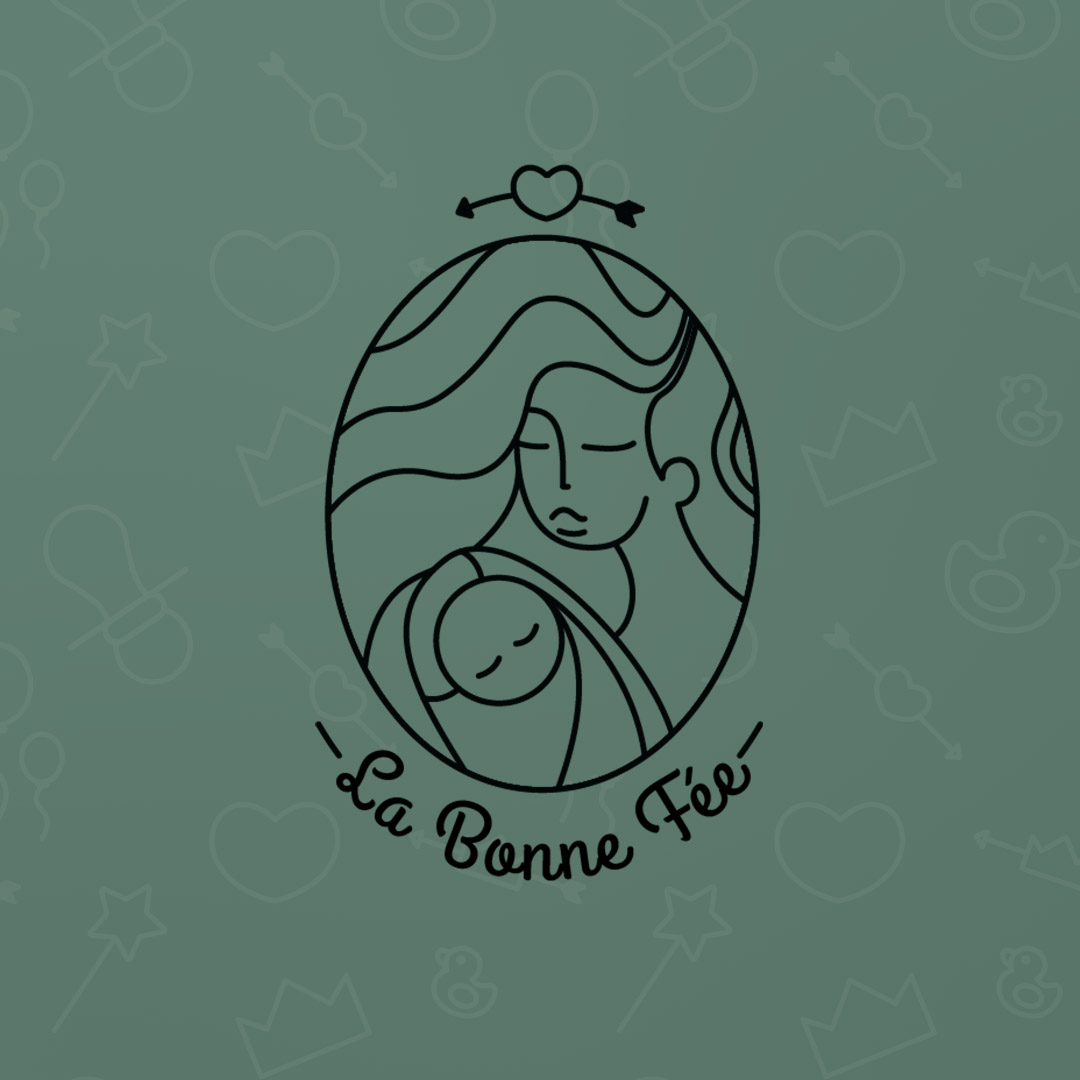 Logo de la marque La Bonne Fée : les lignes noires du logo représentent un médaillon ovale à l
