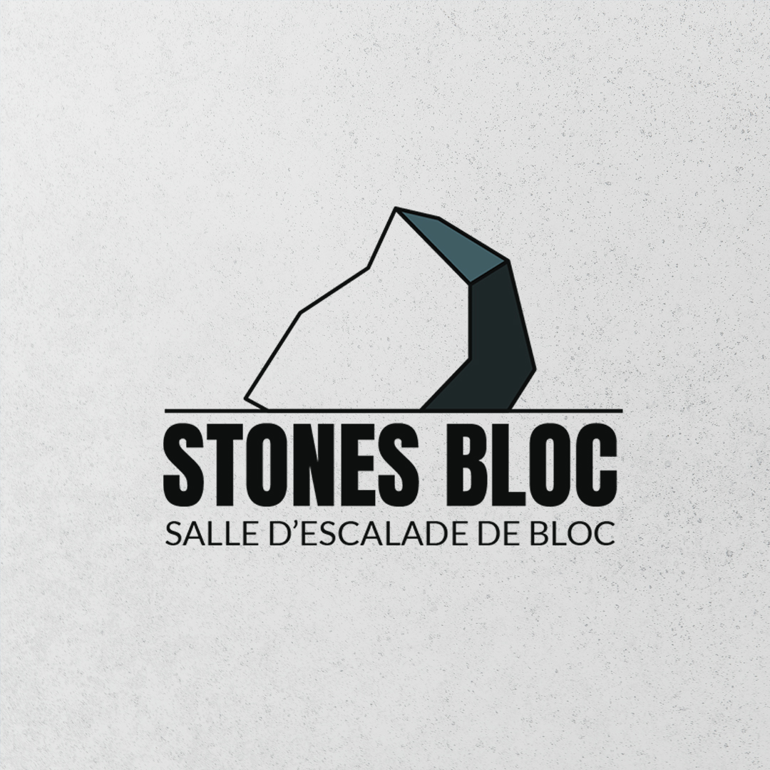 Logo version noir, bleu acier et gris de la salle de sport Stone Bloc : il est composé d